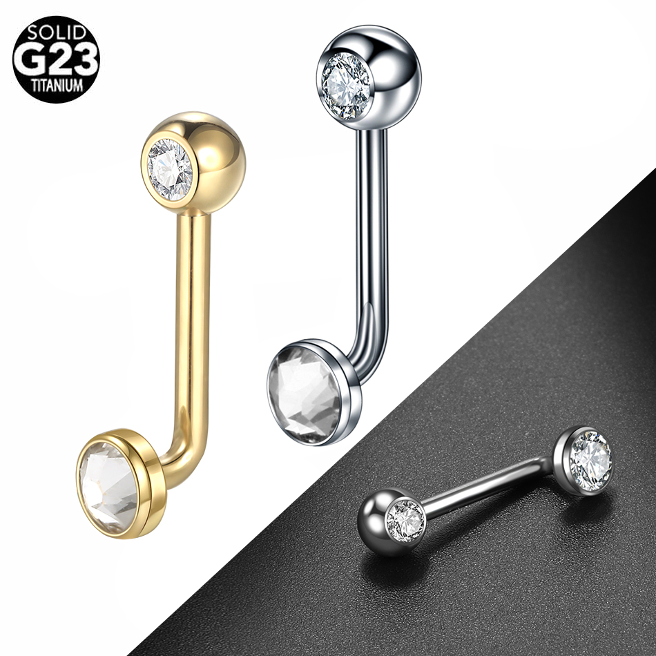Christina Jewelry & Watches Marguerite Ørestik Forgyldt Sølv - 男性と女性のためのg23チタンcz湾曲バーベル、垂直時代のドリル、セクシーな親密なボディジュエリー、クリニナ、14g、1個