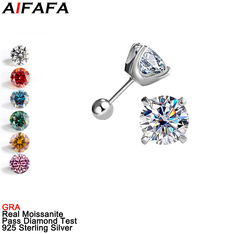 Diamond Stud Earrings - 男性と女性のためのモアッサナイトイヤリング,s925,シルバー,ピンク,グリーン,ホワイト,ブルー,6色,ダイヤモンドラボ,イヤリング,1/2カラット