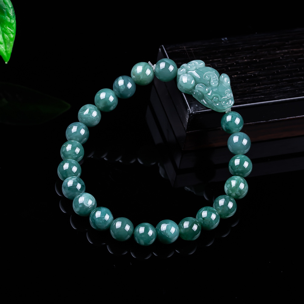 Jewelry & Watches Review - 天然ビルマ翡翠貔貅ブレスレットヴィンテージお守りチャームギフト女性のためのジュエリーバングル本物の翡翠アクセサリー