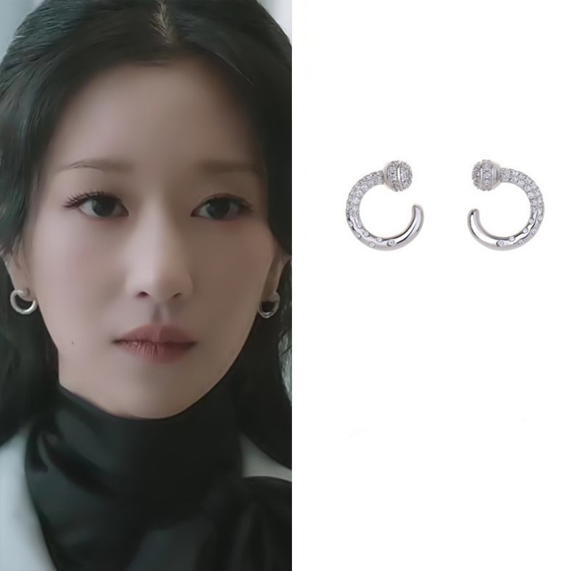 Eve Jewelry & Watches Distribuidor Oficial Rolex Buenos Aires - パーソナライズされたzirconシルバーニードルイヤリング,ドランダイブ,370染色,同じスタイル,ライト,高級ジュエリー,ギフト,新品,2024