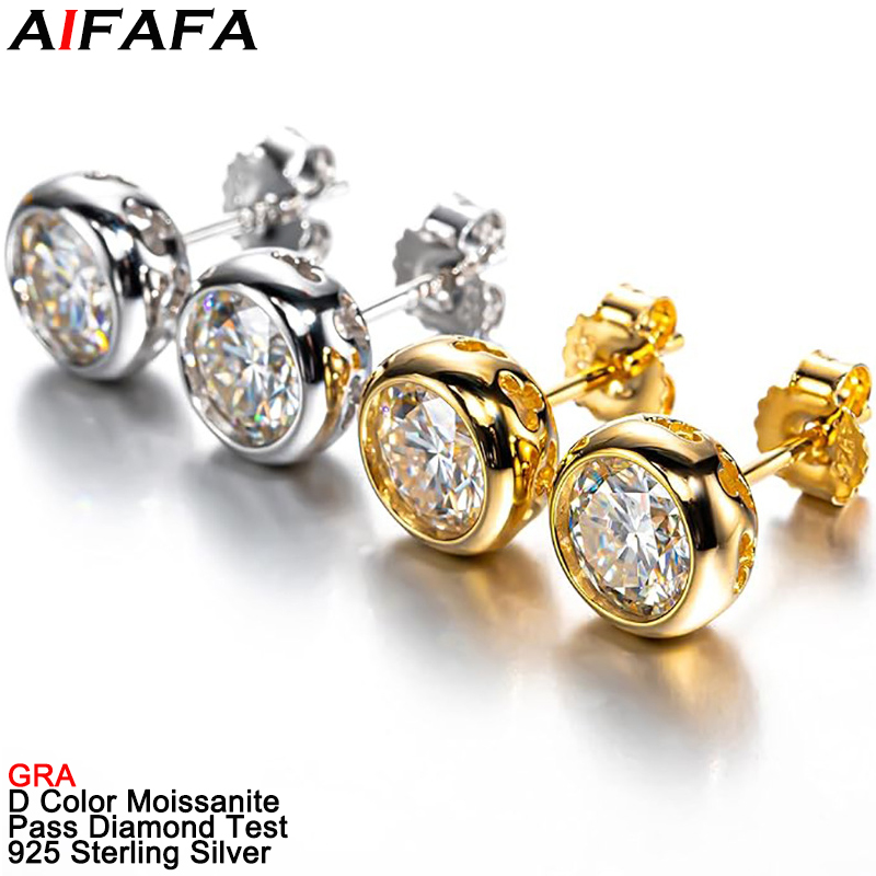 Diamond Stud Earrings - リアル D カラー モアッサナイト ダイヤモンド スタッド