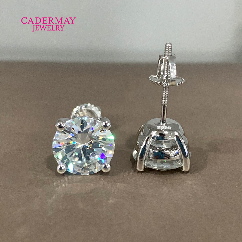 Diamond Stud Earrings - 高品質 4 プロングスクリューバック 10 ミリメートル 4ct