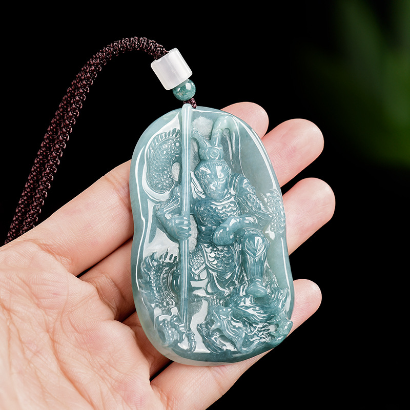 Necklace Pendant - ビルマ翡翠猿王ペンダントネックレスヴィンテージ高級ギフト女性用ファッションアクセサリービルマ翡翠彫刻お守り