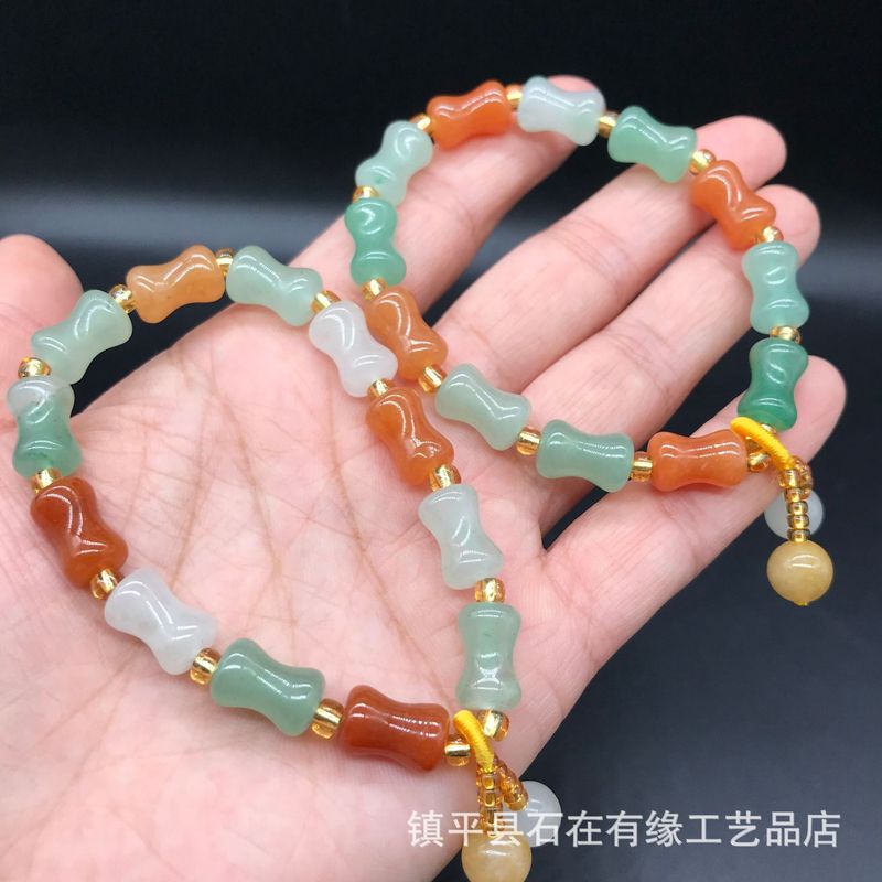 天然アベンチュリン竹、金糸、三色翡翠フォーチュンビーズブレス - Jewelry & Watches Review のレビューと価格