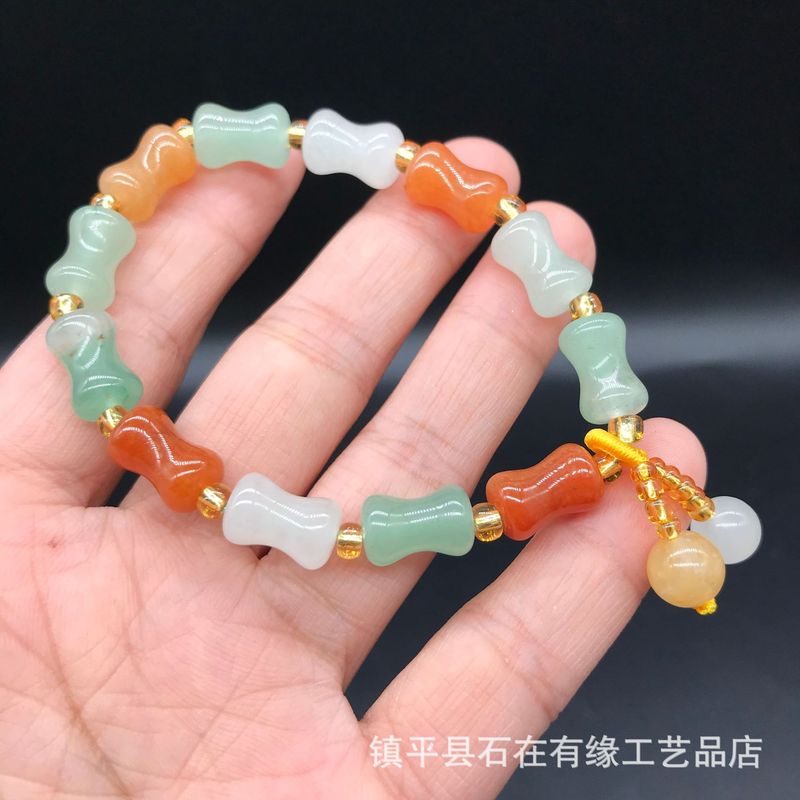 天然アベンチュリン竹、金糸、三色翡翠フォーチュンビーズブレス - Jewelry & Watches Review のレビューと価格