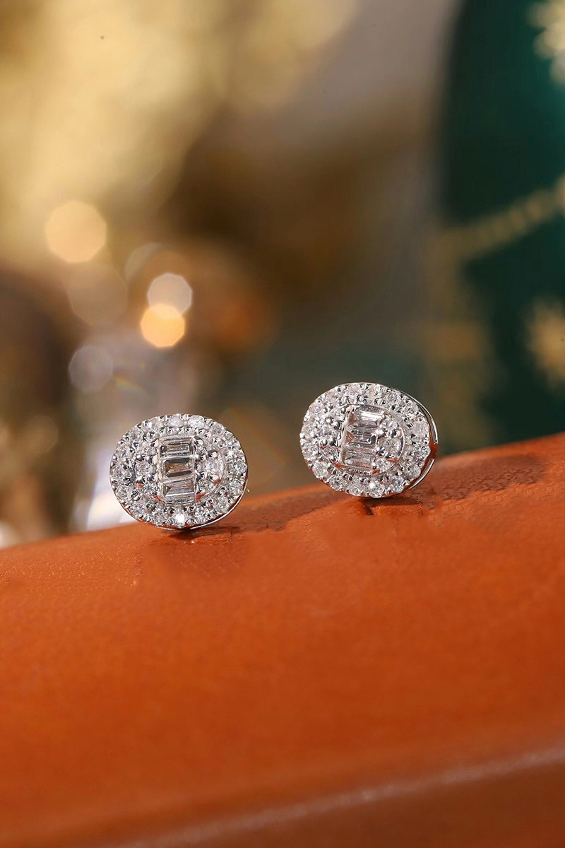 LUOWEND 100% 18Kホワイトゴールドイヤリング  - Diamond Stud Earrings のレビューと価格