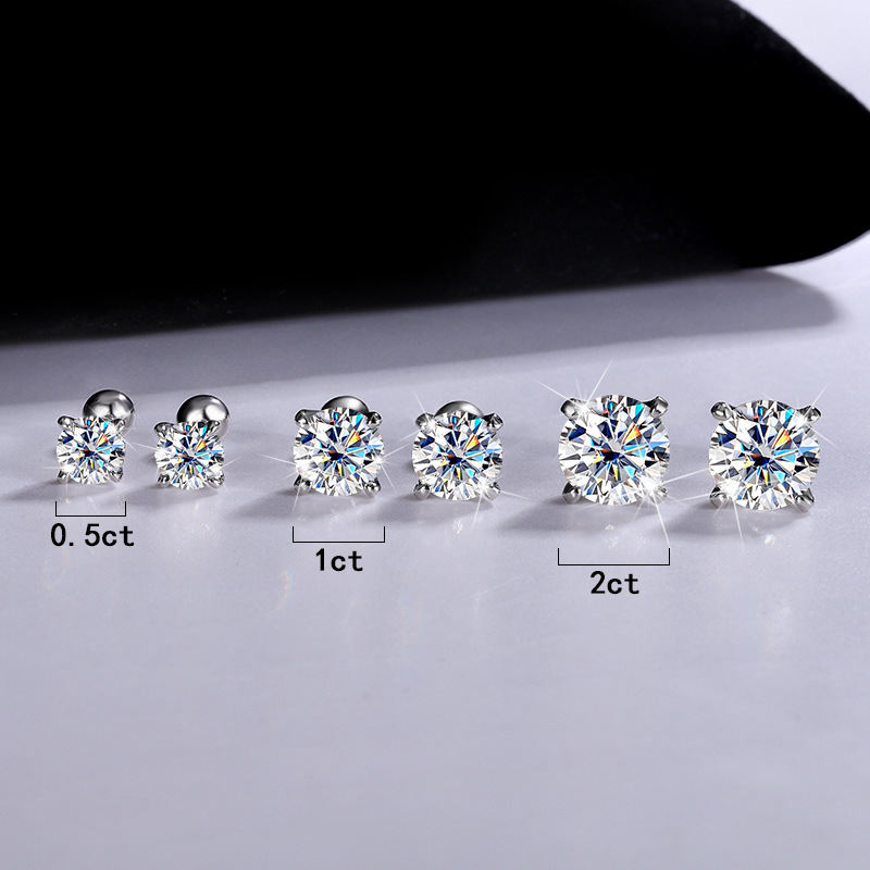 男性と女性のためのモアッサナイトイヤリング,s925,シルバ - Diamond Stud Earrings のレビューと価格