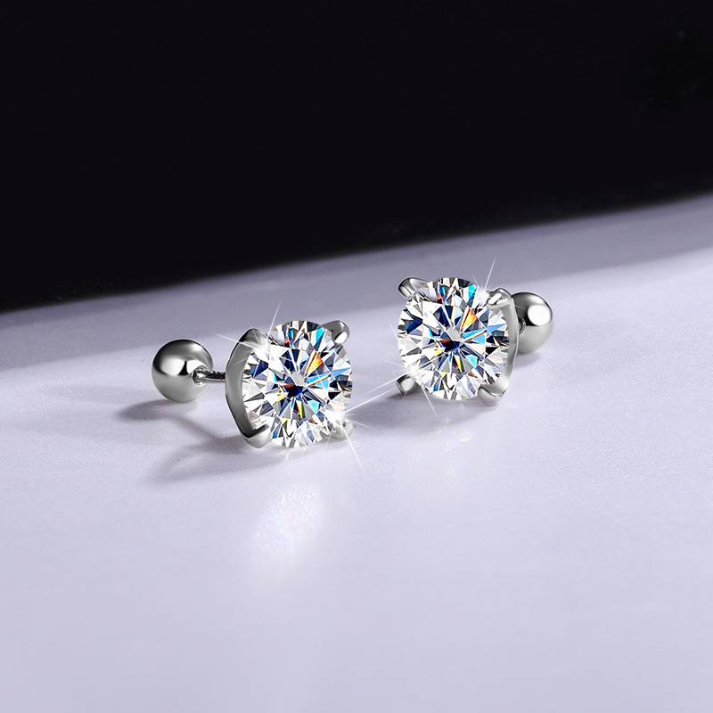 男性と女性のためのモアッサナイトイヤリング,s925,シルバ - Diamond Stud Earrings のレビューと価格