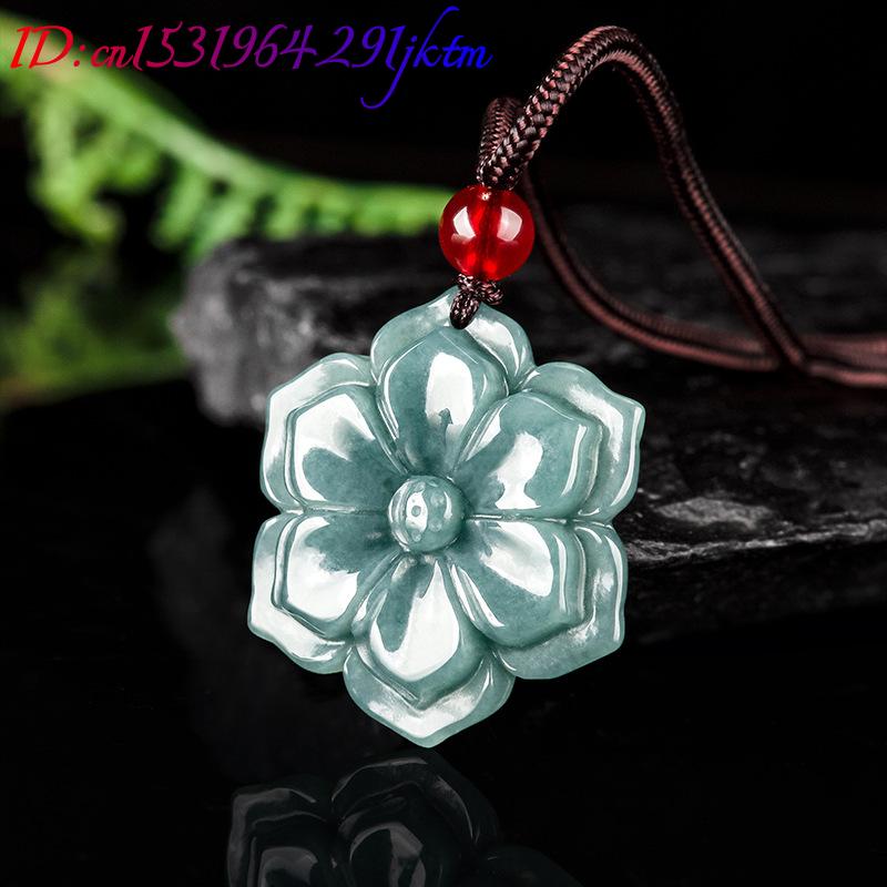ビルマ翡翠フラワーペンダントネックレスストーンファッションア - Necklace Pendant のレビューと価格