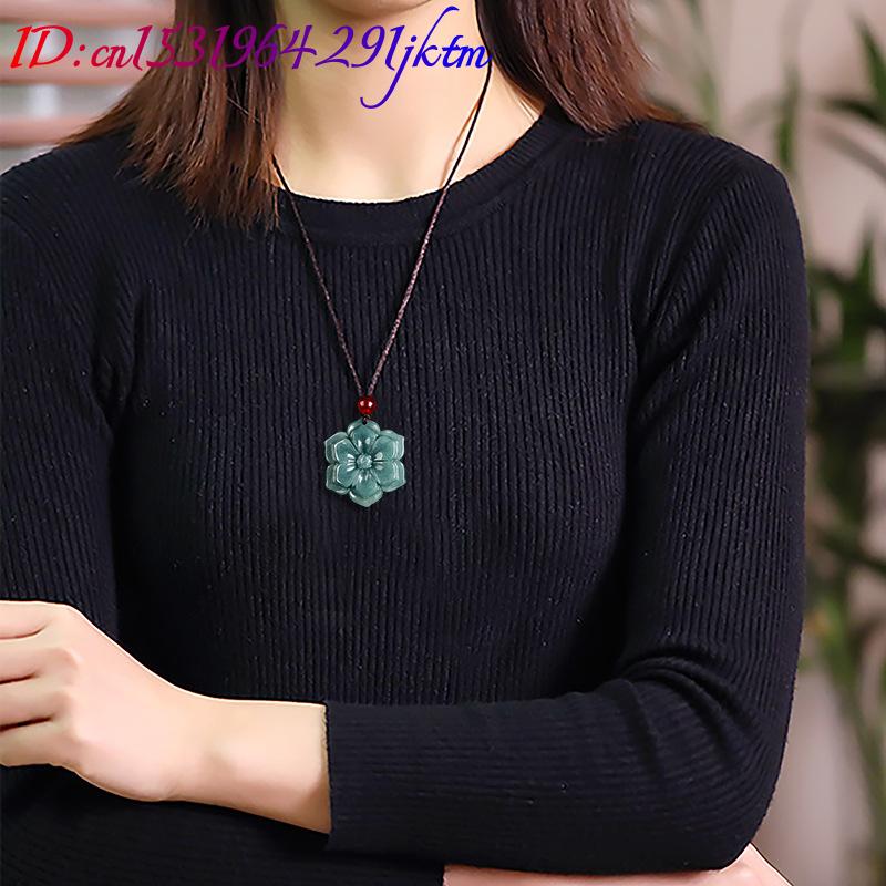 ビルマ翡翠フラワーペンダントネックレスストーンファッションア - Necklace Pendant のレビューと価格
