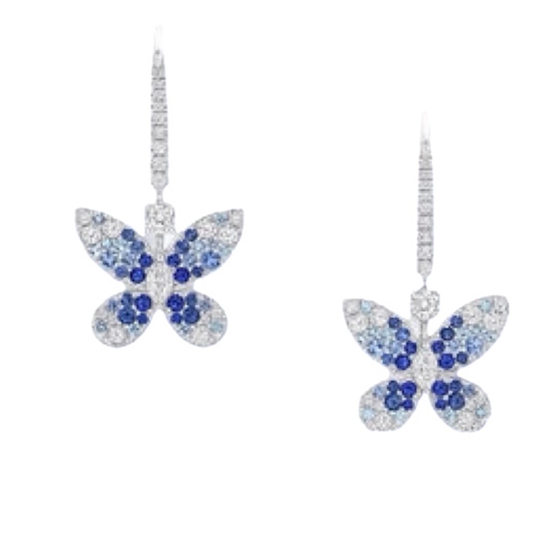新しい 925 シルバーハイダブルブルーカラーハイカーボンダ - Diamond Stud Earrings のレビューと価格