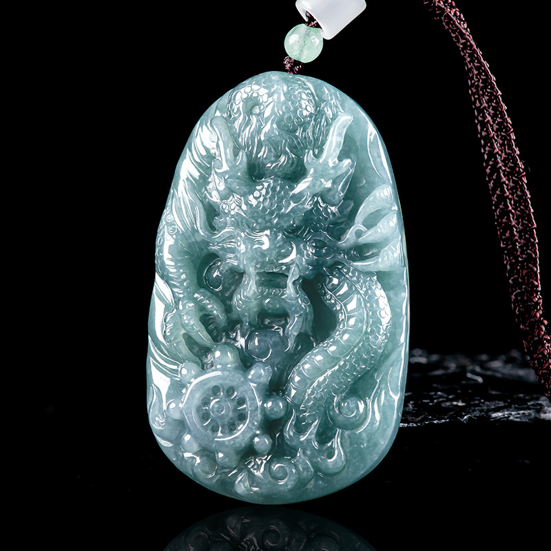 ビルマ翡翠ドラゴンペンダントネックレス ビルマ翡翠石 ファッ - Necklace Pendant のレビューと価格