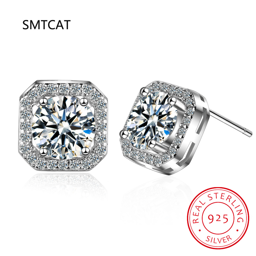 スクエアカットモアッサナイトダイヤモンドジュエリーセット 9 - Diamond Stud Earrings のレビューと価格