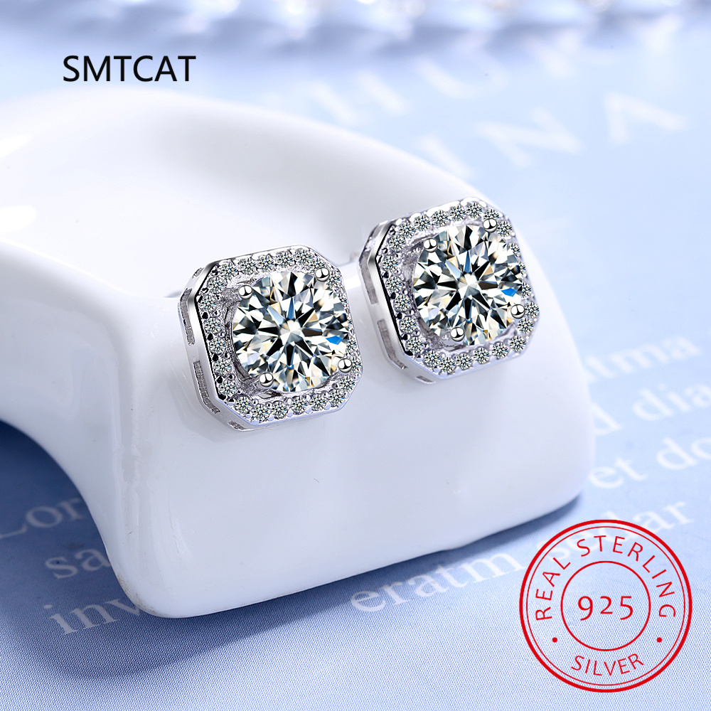 スクエアカットモアッサナイトダイヤモンドジュエリーセット 9 - Diamond Stud Earrings のレビューと価格