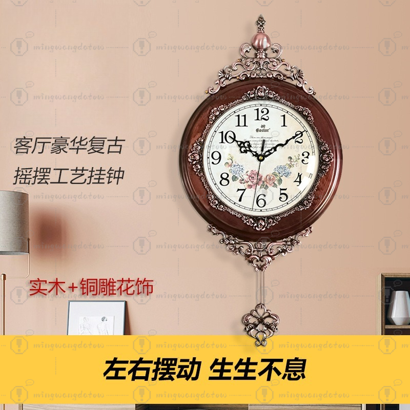 ヨーロッパ風レトロ鉄製木製壁掛け時計、スイング式静音壁時計、 - Watches & Jewelry Repair Center のレビューと価格