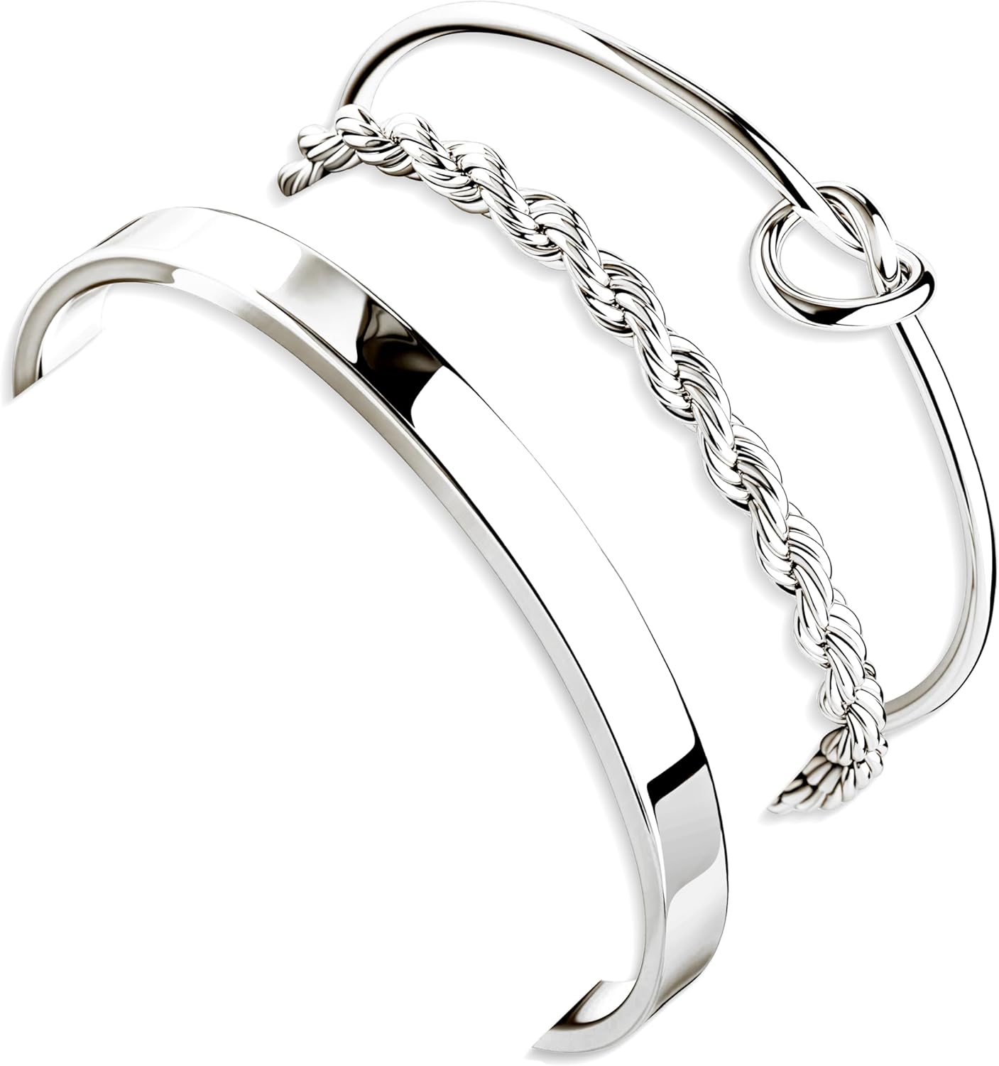 925 スターリングシルバーブレスレット女性用スタックノット - Jewelry Essentials Watches のレビューと価格