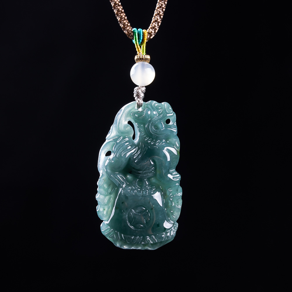 ビルマ翡翠貔貅ペンダントデザイナー宝石お守り本物の翡翠アクセ - Necklace Pendant のレビューと価格