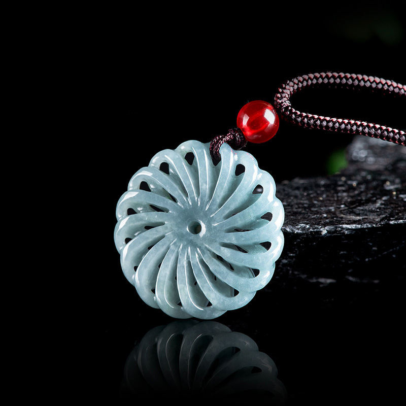 ビルマ翡翠フラワーペンダントネックレスストーンファッションア - Necklace Pendant のレビューと価格