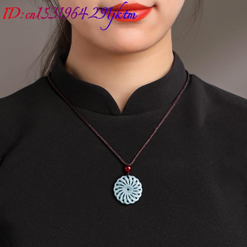 ビルマ翡翠フラワーペンダントネックレスストーンファッションア - Necklace Pendant のレビューと価格
