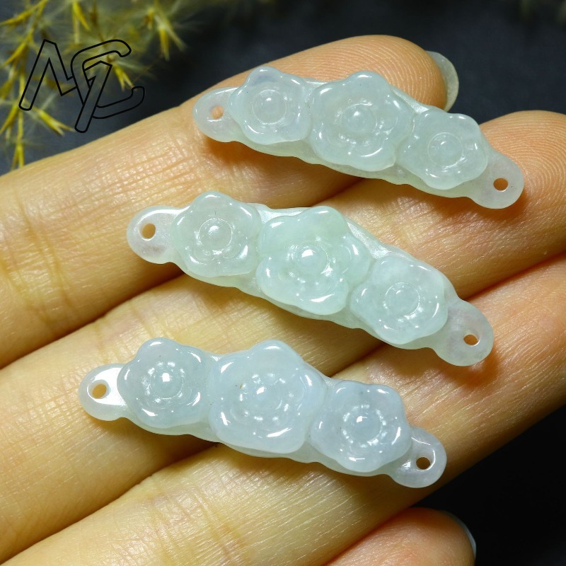 1pc 天然翡翠エメラルドフラワーハンドカード DIY アク - Jewelry & Watches Review のレビューと価格