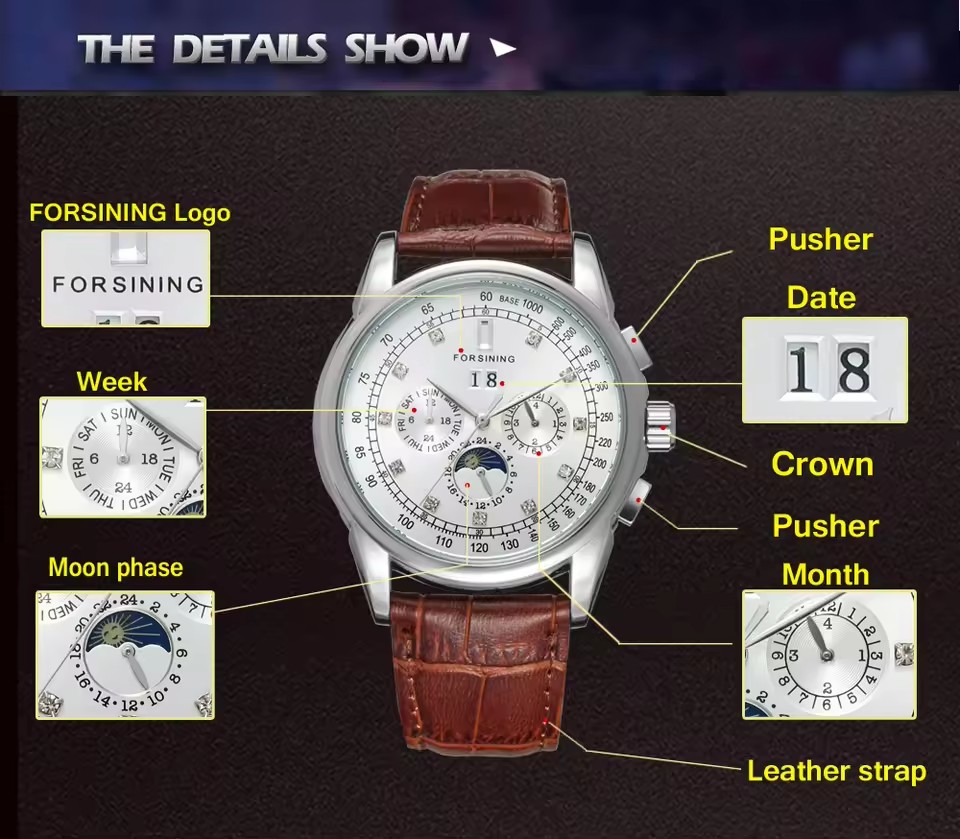 FORSINING レプリカ多機能上海自動ダイヤモンドマン腕 - Patek Philippe Watch Aquanaut のレビューと価格
