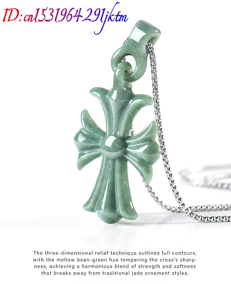 天然ビルマ翡翠クロスペンダントネックレスジュエリーデザイナー - Necklace Pendant のレビューと価格
