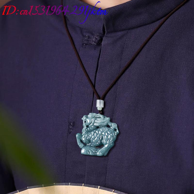 ビルマ翡翠麒麟ペンダントネックレス彫刻アミュレットビルマ翡翠 - Necklace Pendant のレビューと価格
