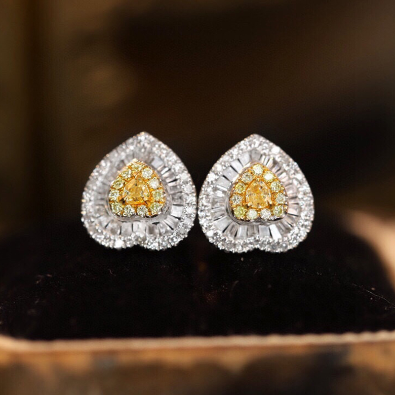 Aazuo リアル 18 K ソリッド ホワイト ゴールド  - Diamond Stud Earrings のレビューと価格