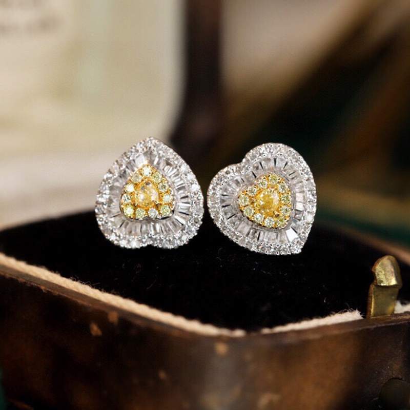 Aazuo リアル 18 K ソリッド ホワイト ゴールド  - Diamond Stud Earrings のレビューと価格
