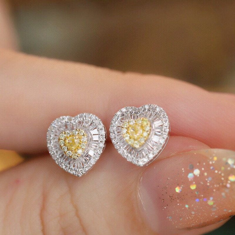 Aazuo リアル 18 K ソリッド ホワイト ゴールド  - Diamond Stud Earrings のレビューと価格