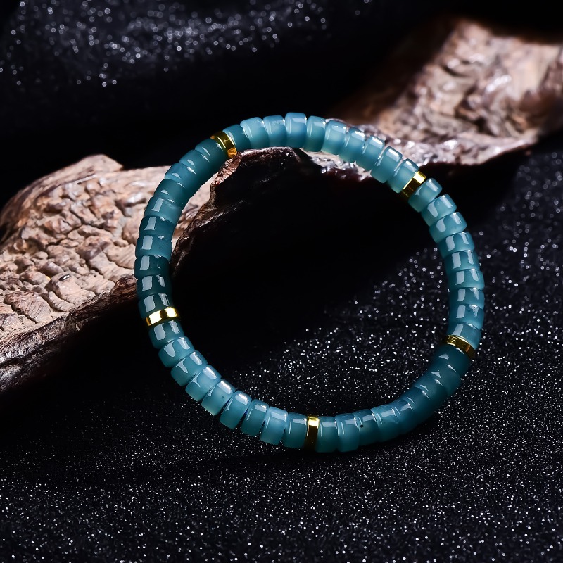 天然翡翠ブルーウォーターそろばんビーズスペーサーブレスレット - Jewelry & Watches Review のレビューと価格