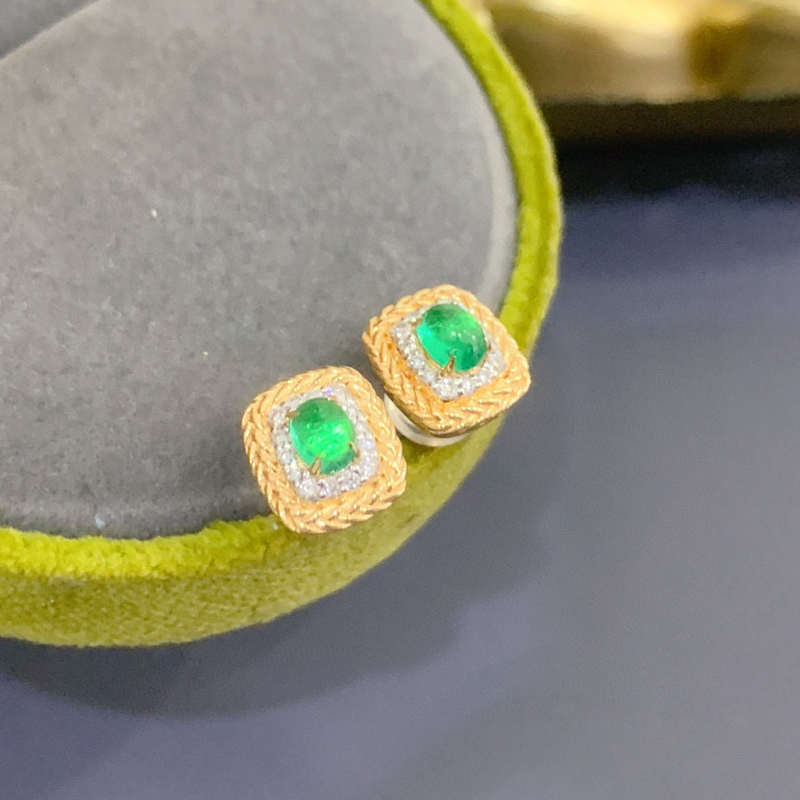 Aazuo 本物の 18K イエローゴールド 天然エメラルド - Diamond Stud Earrings のレビューと価格