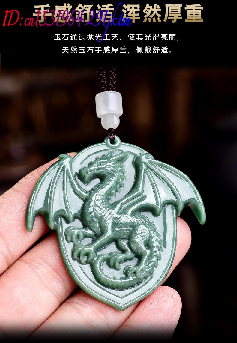 天然ビルマ翡翠ドラゴンペンダントネックレス宝石彫刻お守りヴィ - Necklace Pendant のレビューと価格
