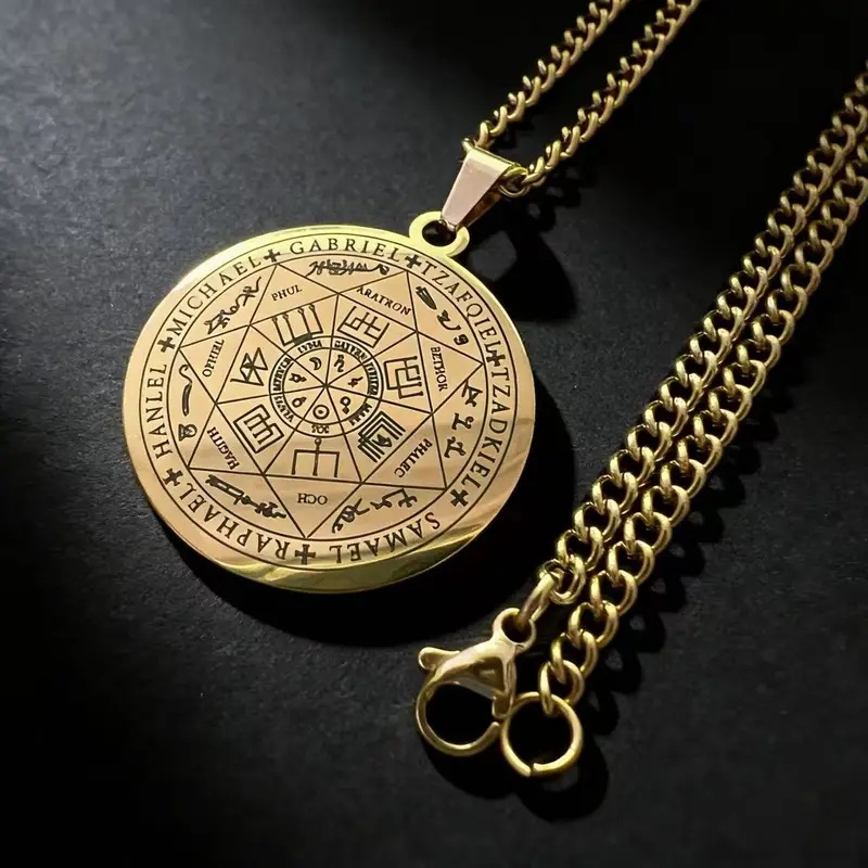 ステンレス鋼コインペンダントネックレス男性用ソロモンお守り宗 - Necklace Pendant のレビューと価格