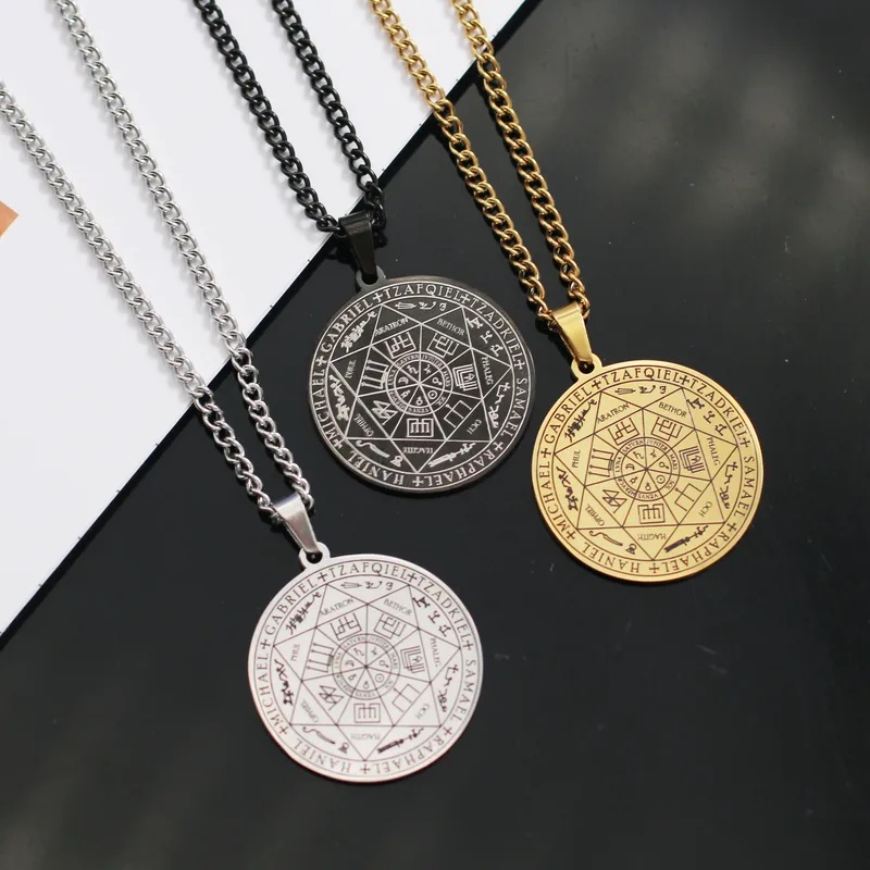 ステンレス鋼コインペンダントネックレス男性用ソロモンお守り宗 - Necklace Pendant のレビューと価格